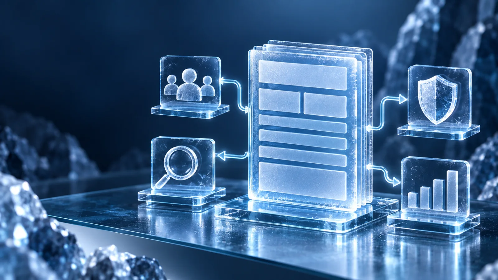 Structured crystalline campaign brief connected to creator, review, rights and measurement modules