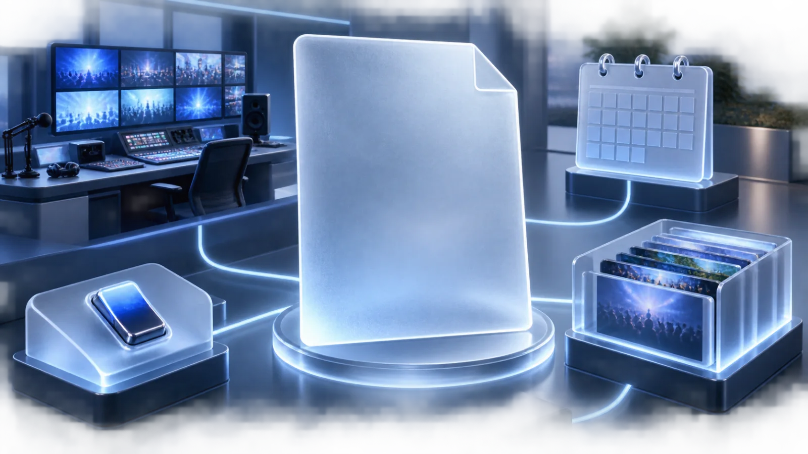 Ice-glass streamer sponsorship term sheet connected to a live control room and clip rights archive